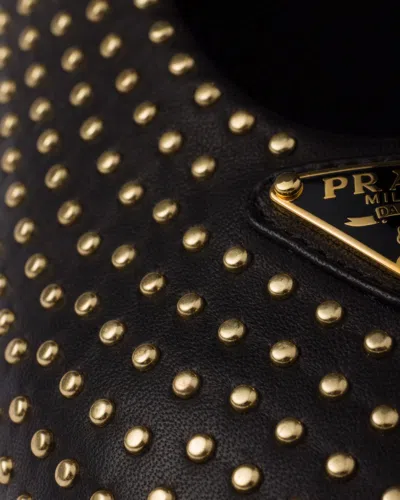 Prada Triangle-logo Stud-embellished Ballerina Shoes In Black