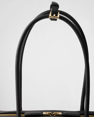 Prada Re-nylon And Leather Medium Top-handle With Padlock Bags In Black