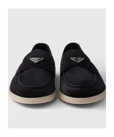 Prada Mocassini In Pelle Scamosciata Nera  Uomo In Black