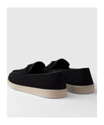 Prada Mocassini In Pelle Scamosciata Nera  Uomo In Black