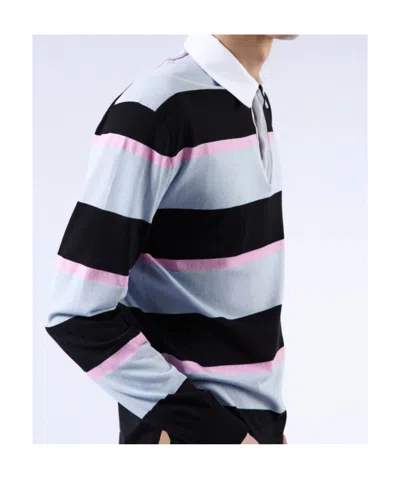 Prada Striped Polo In Silk And Cotton In Black