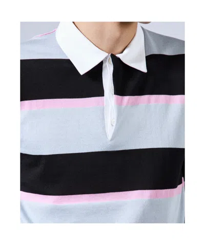 Prada Striped Polo In Silk And Cotton In Black