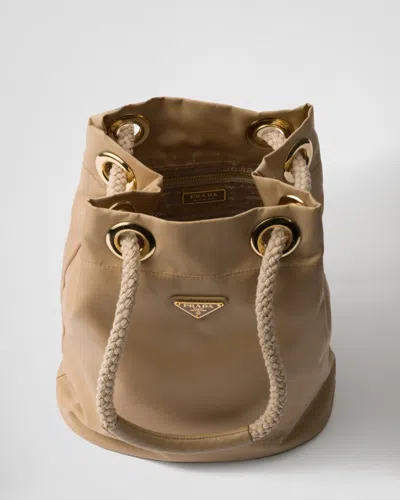 Prada Mariner Small Bucket Bag In Camel Renylon In Camel Brown