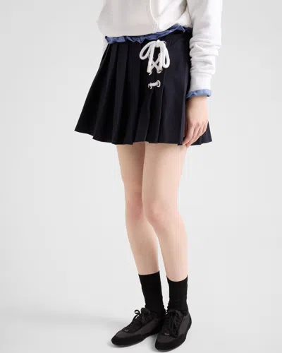 Prada Women Navy Pleated Drill Mini Skirt, 24 Luxury Skirts For Women Darveys In Navy Blue