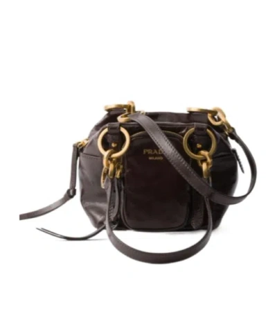Prada Dangle Leather Top-handle Mini-bag In Brown