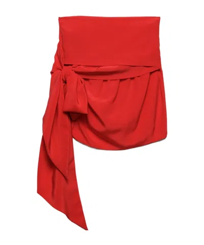 Prada Crepe De Chine Wrap Mini Skirt In Rot
