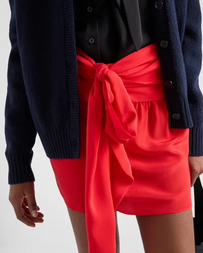 Prada Crepe De Chine Wrap Mini Skirt In Rot