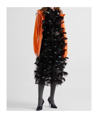 Prada Abito In Organza Decorata Donna In Black