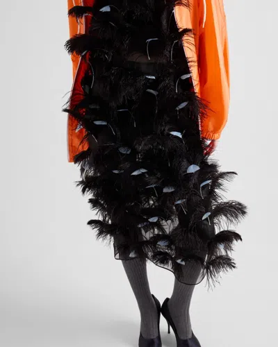 Prada Abito In Organza Decorata Donna In Black