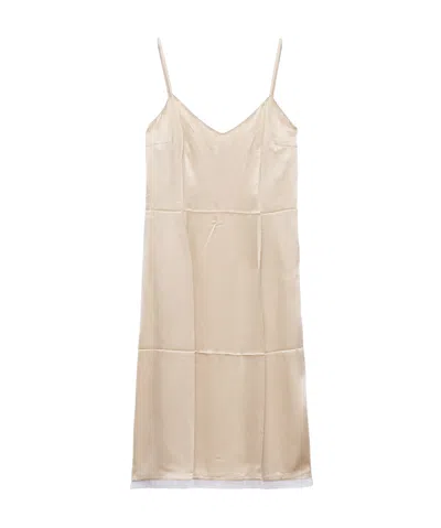 Prada Slip Crepe Satin Dress In Desert Beige