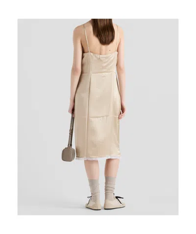 Prada Slip Crepe Satin Dress In Desert Beige