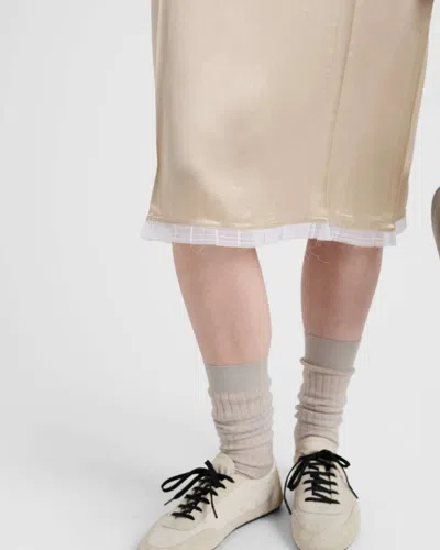 Prada Slip Crepe Satin Dress In Desert Beige