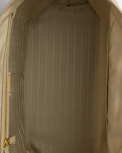 Prada Re-edition 1978 Large Re-nylon And Saffiano Leather Tote Bag In Desert Beige