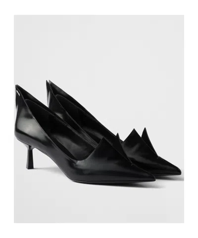 Prada Modellerie Spiked Leather Pumps In Black