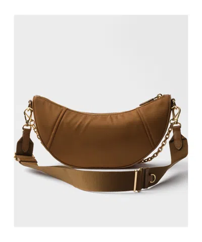 Prada Curved Shape Chain Strap Shoulder Bag In Brown