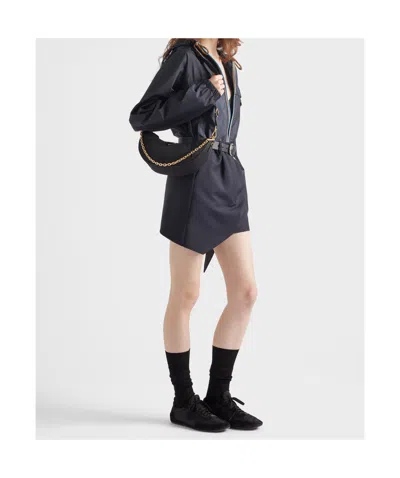 Prada Black Re-nylon Shoulder Bag In Black