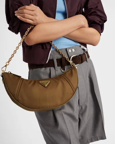 Prada Curved Shape Chain Strap Shoulder Bag In Brown