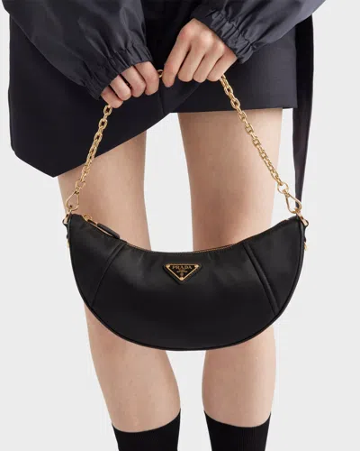 Prada Black Re-nylon Shoulder Bag In Black