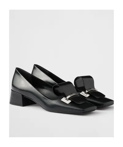 Prada Women Leather Pumps In Black