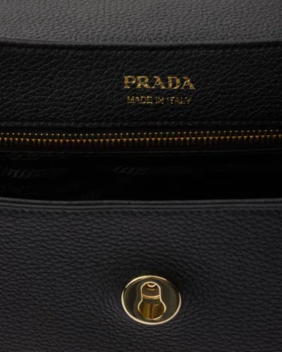Prada Daino Flap Soft Leather Shoulder Bag In Black