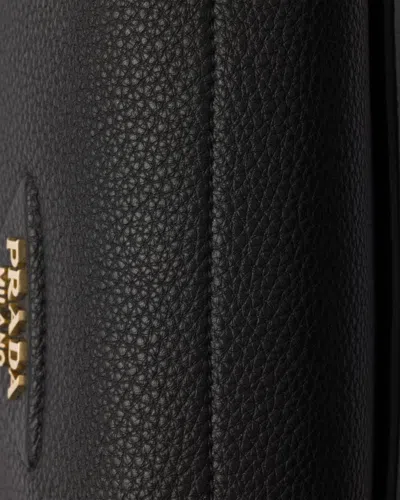 Prada Daino Flap Soft Leather Shoulder Bag In Black