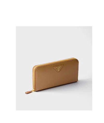 Prada Large Saffiano Leather Wallet In Caramel Color