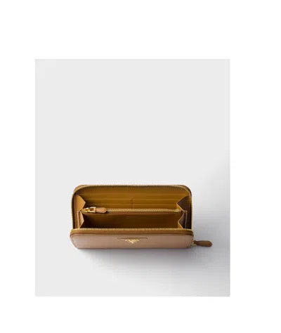 Prada Large Saffiano Leather Wallet In Caramel Color