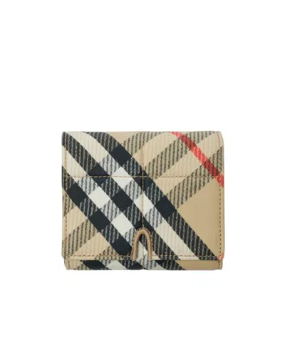 Burberry Snip Compact Wallet In Sand-colored