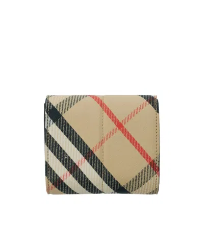 Burberry Snip Compact Wallet In Sand-colored