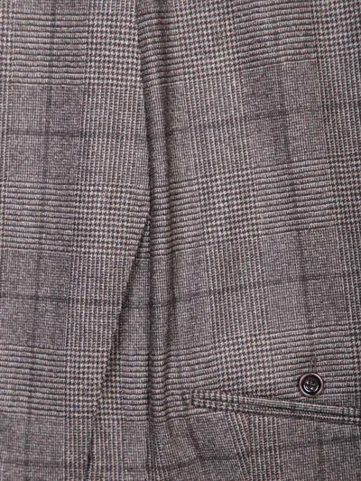 Lardini Check Pattern Double-breasted Suit In Gray/multicolor