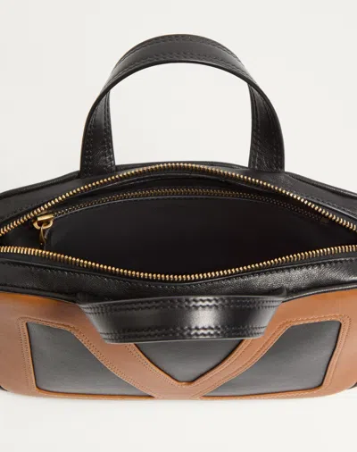 Valentino Viva Superstar Small Vlogo Leather Duffle Top-handle Bag In Black/brown