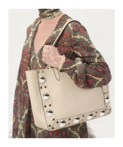 Valentino Nellcôte Shopping Bag In Light Ivory