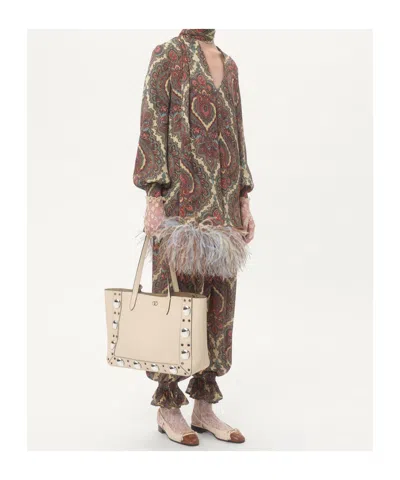 Valentino Nellcôte Shopping Bag In Light Ivory