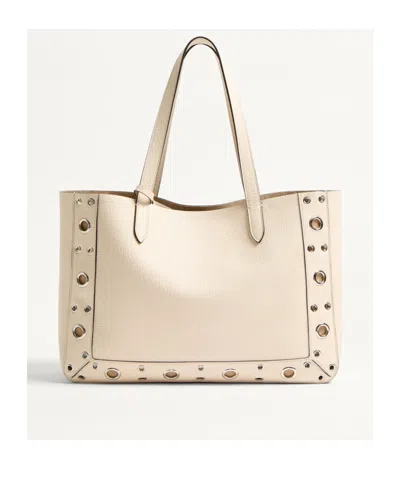 Valentino Nellcôte Shopping Bag In Light Ivory