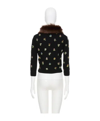 Valentino Wool Cardigan With Detachable Fur Collar In Black