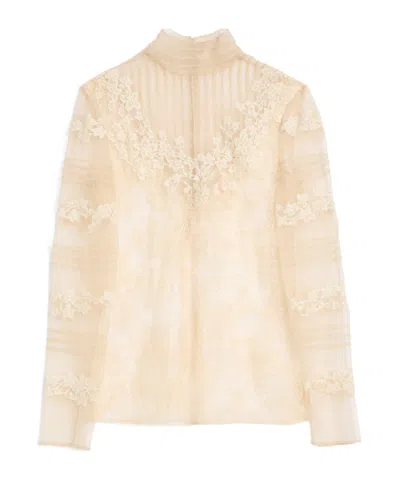 Valentino Roses Dentelle Top In Old Ivory