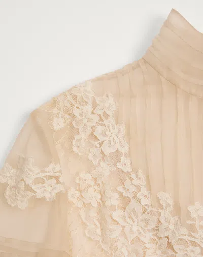 Valentino Roses Dentelle Top In Old Ivory