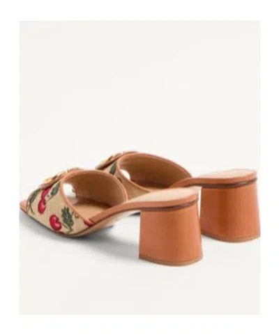 Valentino Garavani Valentino Vlogo Signature 60 Cherryfic Leather-trim Sandal In 32h Naturale/rosso