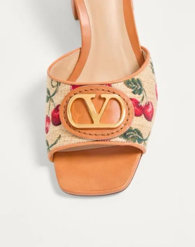 Valentino Garavani Valentino Vlogo Signature 60 Cherryfic Leather-trim Sandal In 32h Naturale/rosso