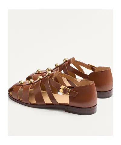 Valentino Garavani Valentino Studshield Fisherman Calfskin Sandal Tobacco In Brown