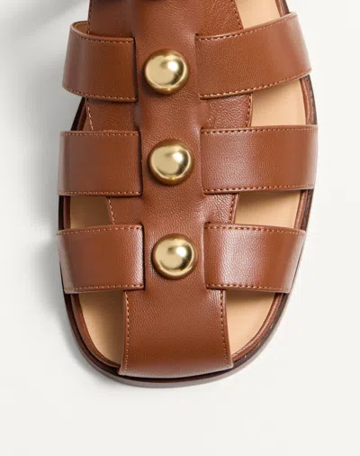 Valentino Garavani Valentino Studshield Fisherman Calfskin Sandal Tobacco In Brown