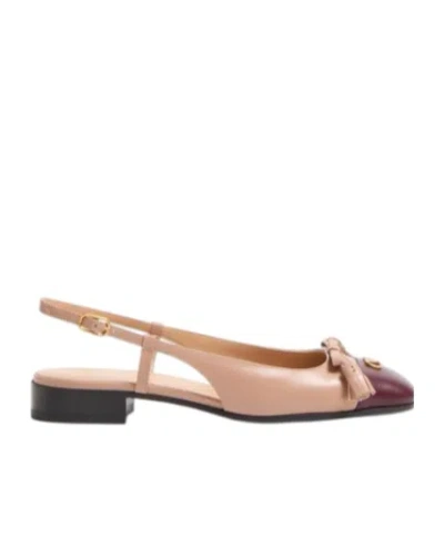 Valentino Valet Du Roi Leather Slingback Ballerina Flat In Brown
