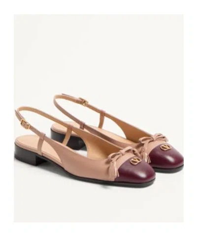 Valentino Valet Du Roi Leather Slingback Ballerina Flat In Brown