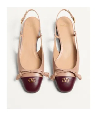 Valentino Valet Du Roi Leather Slingback Ballerina Flat In Brown