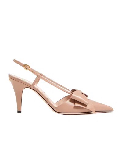 Valentino 'bowow' Slingback With Pointed Toe And Stiletto Heel In Cinnamon Rose
