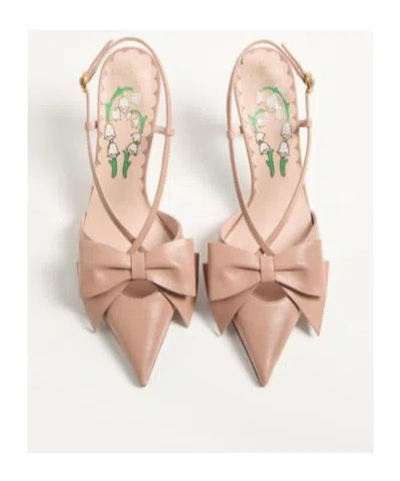 Valentino 'bowow' Slingback With Pointed Toe And Stiletto Heel In Cinnamon Rose