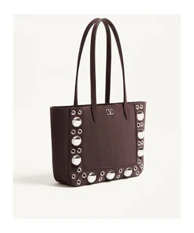 Valentino Garavani Nellcote Mini Shopping Tote Bag In Suede In Brown