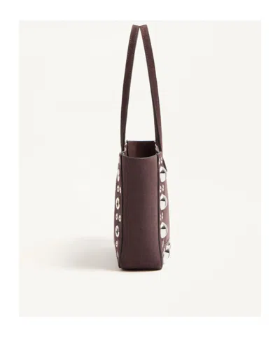 Valentino Garavani Nellcote Mini Shopping Tote Bag In Suede In Brown