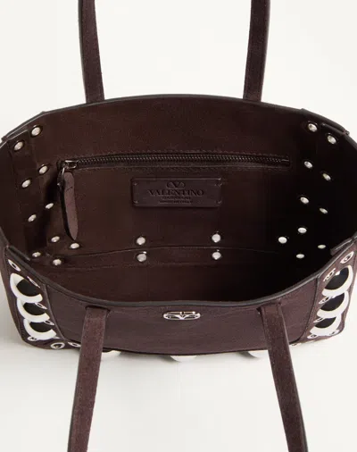 Valentino Garavani Nellcote Mini Shopping Tote Bag In Suede In Brown
