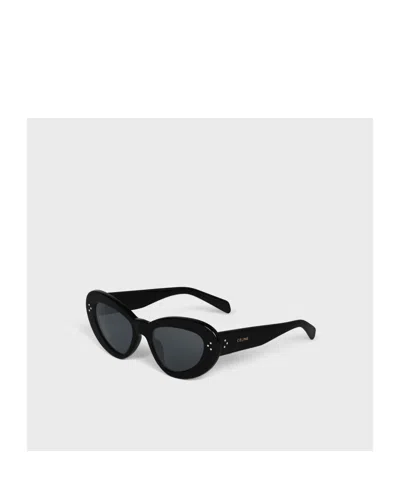 Celine Womens Black Cl40320u 3-dots Cat-eye Acetate Sunglasses In Black